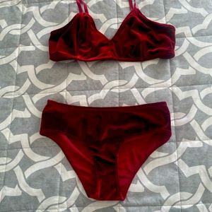 Velvet bra and panty set